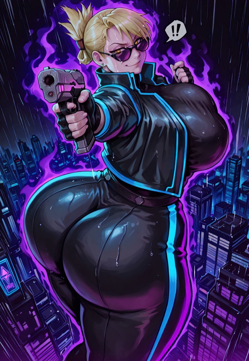 ai_assisted ai_generated aiming_at_viewer alternate_costume anime anime_style big_ass big_breasts black blonde_female blonde_hair blonde_hair_female busty busty_female city cityscape civitai collar folded_ponytail front_view fullmetal_alchemist fullmetal_alchemist_brotherhood giantess gloves gts gun high holding_gun holding_object holding_pistol huge_breasts jacket looking_at_viewer looking_over_eyewear looking_over_sunglasses macro_female macrophilia neon_lights nsfw open riza_hawkeye short_hair sunglasses thick_thighs thunder_thighs thunderthighs tinted_eyewear wide_hips