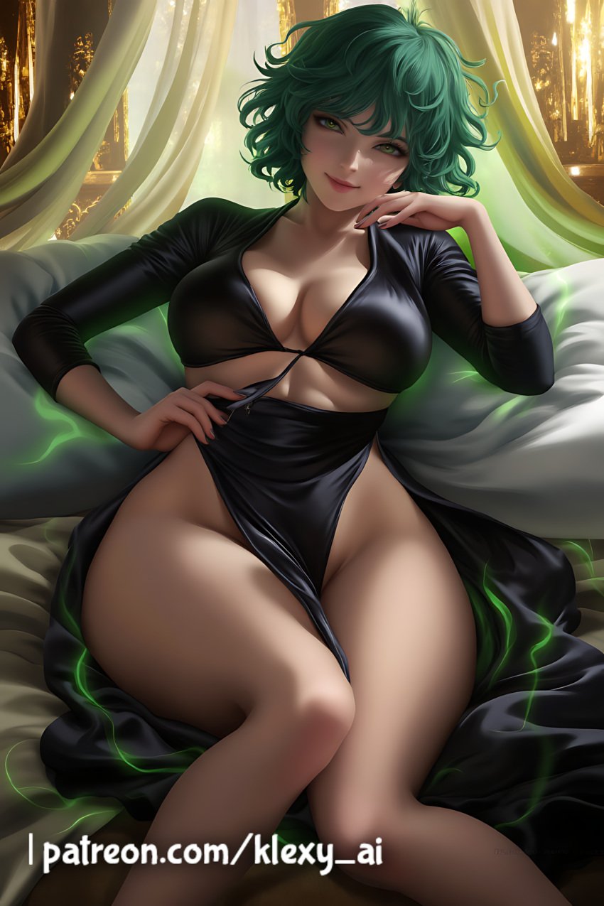 1female 1girls ai_generated asian asian_female black_clothes black_clothing clothed clothed_female clothes clothing female female_only fully_clothed fully_clothed_female green_hair green_hair_female hourglass_figure japanese japanese_female klexyai long_hair long_hair_female one-punch_man patreon_link solo solo_female tagme tatsumaki voluptuous voluptuous_female