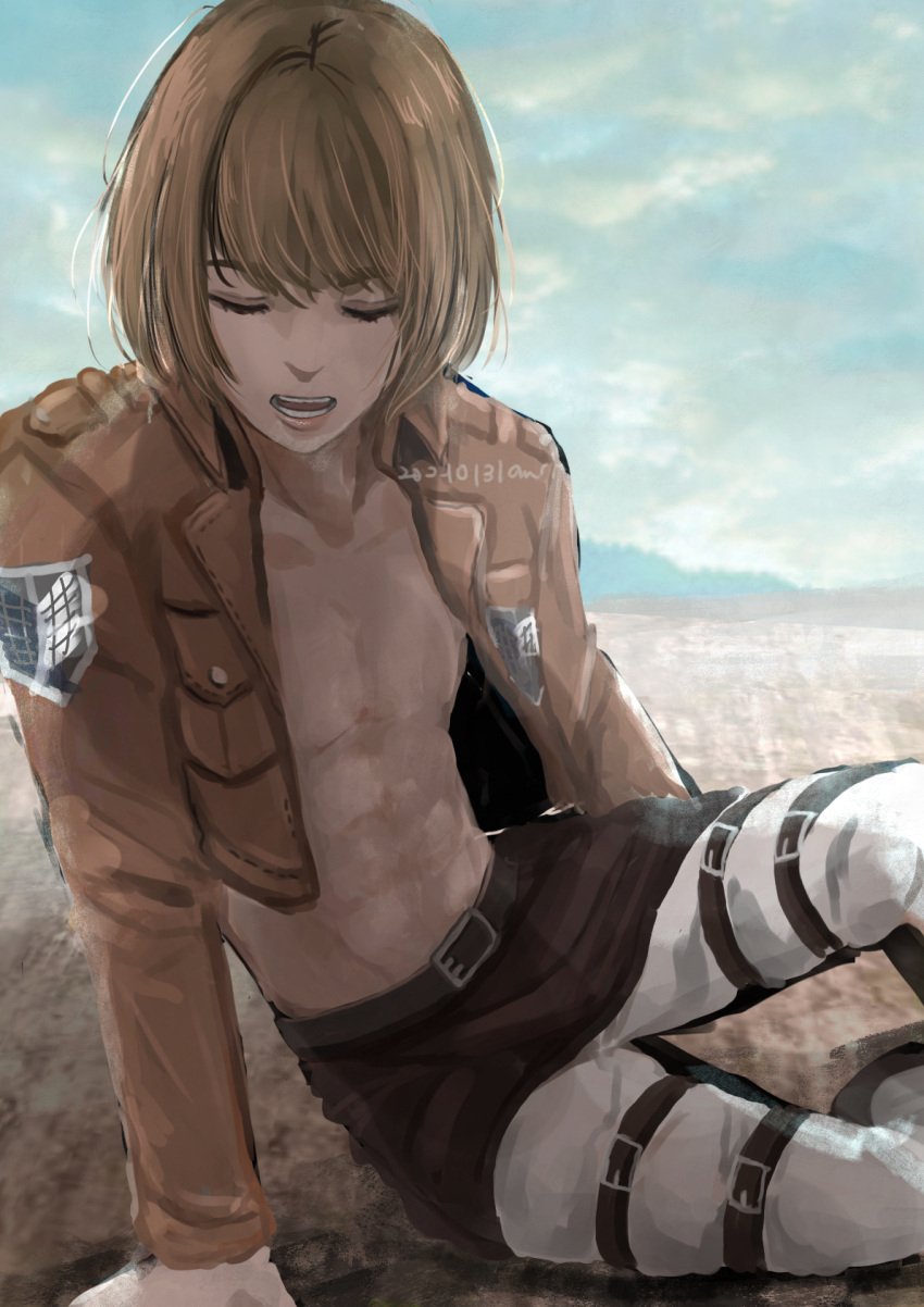 1boy 1femboy abs androgynous armin_arlert attack_on_titan barely_visible_nipples closed_eyes collarbone crotch cute_male exposed_chest exposed_midriff femboy leaning leg_belt legwear looking_down male male_focus male_only midriff midriff_baring_shirt muscular muscular_femboy muscular_male nipples noriori1113 one_leg_up otoko_no_ko partially_clothed partially_clothed_male partially_nude partially_nude_male shingeki_no_kyojin shirtless shirtless_male sigh simple_background sitting skirt solo solo_focus straps tasteful tasteful_nudity thick_thighs thigh_belt thigh_strap thigh_straps thighs tired tired_expression tired_eyes tired_look toned toned_belly toned_body toned_femboy toned_legs toned_male toned_stomach twink upskirt washboard_abs yaoi