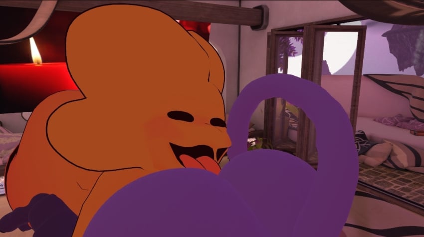 catnap_(nightbotgrey) catnap_(poppy_playtime) eating_ass eating_pussy fat_ass scp-999 sex_on_bed thick_thighs tongue_out vrchat vrchat_avatar