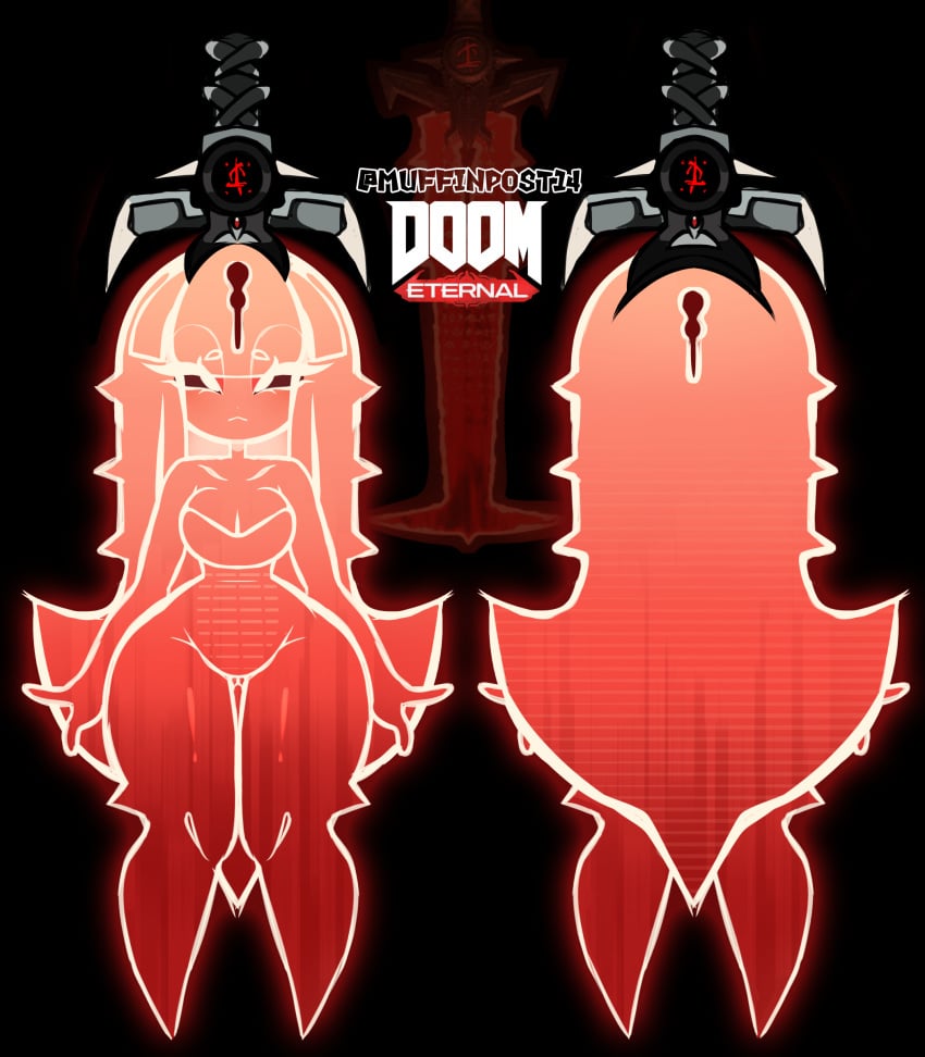 breasts doom doom_crucible doom_eternal doom_slayer fanart female hips pmuffinpost14 sword_doom the_crucible videogames