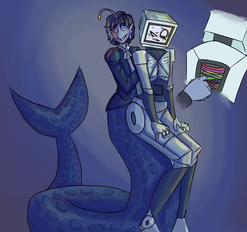 fish fish_tail handjob male merfolk merman p.ai.nter_(pressure) robot robot_boy robot_joints robot_on_human robotic sebastian_solace sex sitting_on_lap sortof wireplay