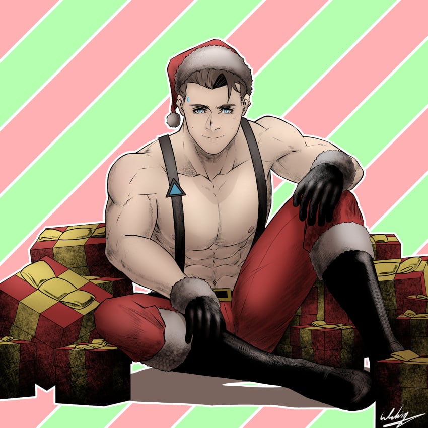 abs android bara biceps christmas clothing detroit:_become_human holidays male male_nipples male_only muscular_male nipples pecs rk900 wyatt_wu1020