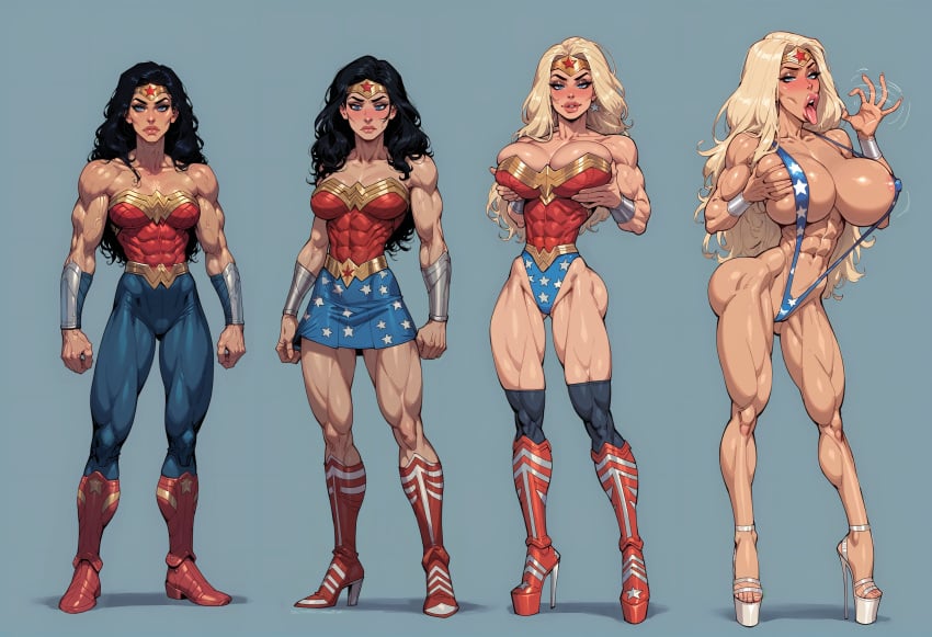 1girls ai_generated american_flag_bikini big_breasts bikini bimbo bimbo_body bimbo_lips bimbofication black_hair_female blonde_hair blue_eyes breasts breasts_expansion bubble_ass corrupted corruption dc dc_comics diana_of_themyscira diana_prince earrings fdpdablizzard998 fellatio_gesture female high_heel_boots high_heels hypnosis justice_league makeup mind_break personality_change pink_lips platform_heels platinum_blonde_hair pussy_juice pussy_juice_drip slutty_pose stiletto_heels superhero superheroine tanned tanned_skin thick_thighs thong tiara transformation transformation_sequence very_high_heels wonder_woman wonder_woman_(series)