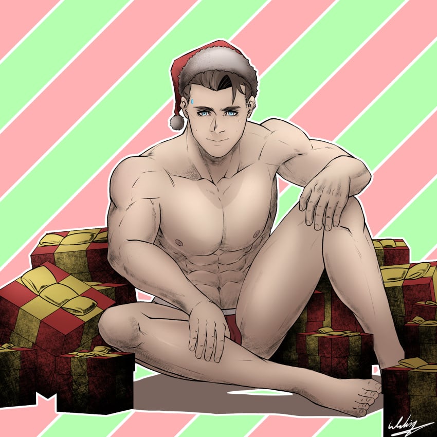 abs android bara biceps bulge christmas detroit:_become_human holidays male male_nipples male_only muscular_male nipples pecs rk900 underwear wyatt_wu1020