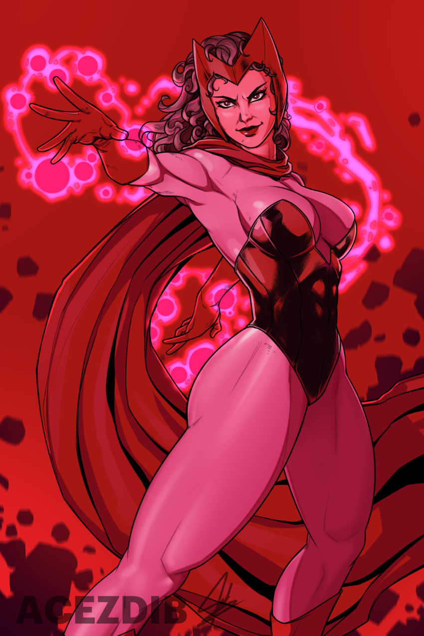 acezdib avengers bikini bikini_armor brown_hair cape large_breasts magic marvel marvel_comics mutant_(marvel) scarlet_witch wanda_maximoff wide_hips x-men