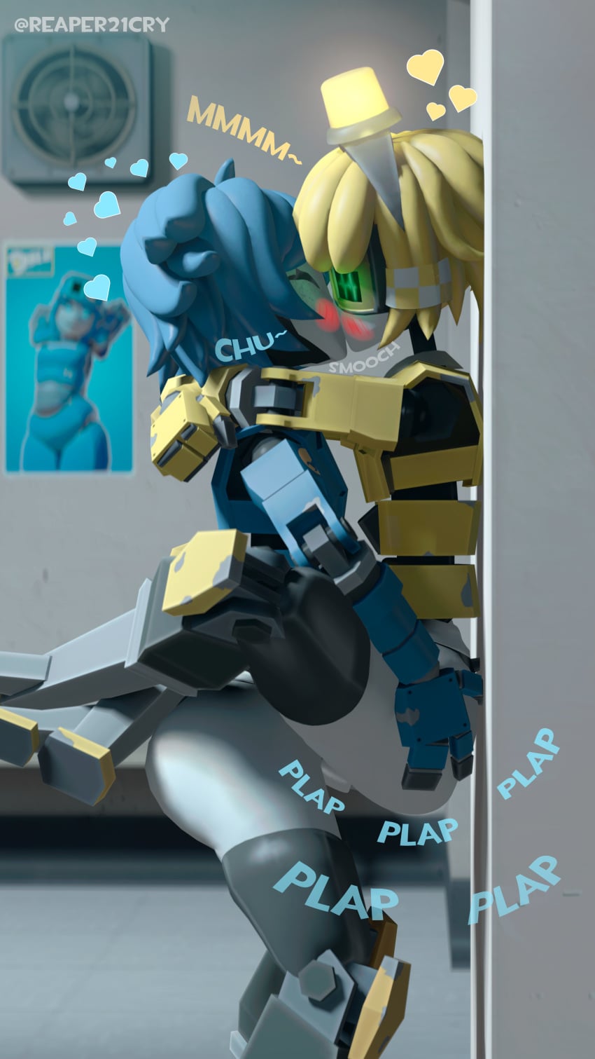 2boys 3d 3d_(artwork) big_ass big_ass_(male) blue_hair blush blush_lines closed_eyes cock dell_spencer dispenser_(team_fortress_2) femboy femboy_only freckles freckles_on_face gay gay_sex genitals glow glowing grabbing_ass heart_symbol hi_res high_resolution highres holding holding_ass holding_partner hug hugging_partner kissing kissing_while_penetrated lamp male male/male male_only penetration penis plap plap_(sound) reaper21cry robot robot_boy robot_femboy robot_humanoid robot_penis romantic romantic_sex screen short_hair side_view smooch smooch_(sound_effect) sound_effects source_filmmaker source_filmmaker_(artwork) stand_and_carry_position standing standing_sex team_fortress_2 thick thick_thighs vertical_image voluptuous voluptuous_male white_ass white_body wide_hips yellow_hair