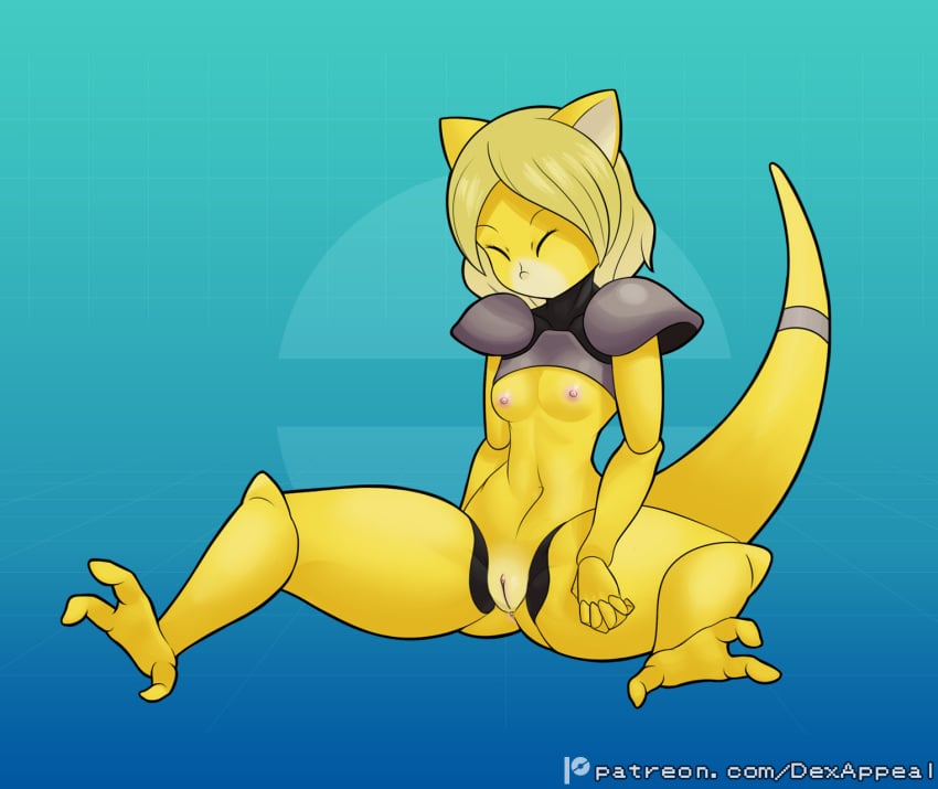 abra animal_genitalia animal_pussy areola blonde_hair breasts closed_eyes dex_appeal female genitals hair hi_res humanoid mammal navel nintendo nipples nude pokemon pokemon_(species) pokemorph pokephilia pussy simple_background sitting sleeping slim small_breasts solo spread_legs spreading tail yellow_body