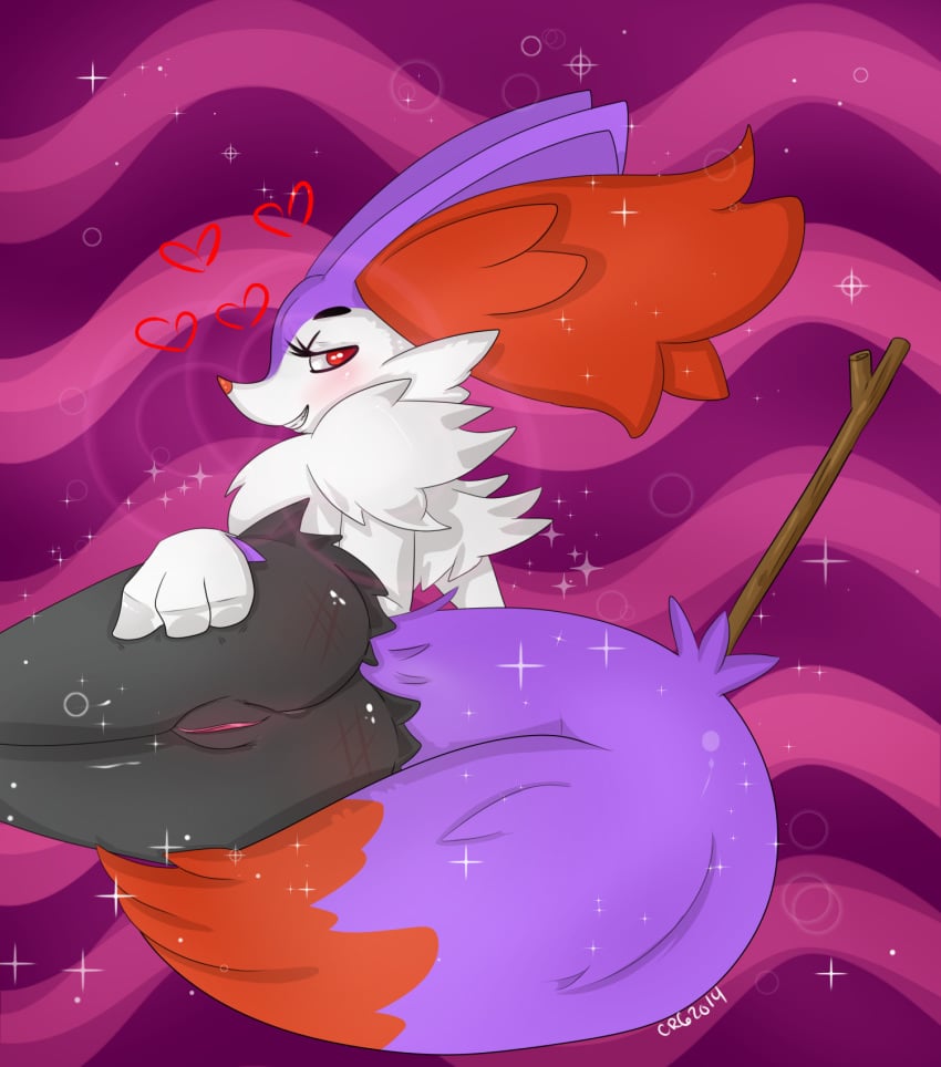 2014 abstract_background anthro ass big_ears braixen eyelashes female glitter heart looking_at_viewer looking_back nintendo pokémon_(species) pokemon pokemon_(species) presenting presenting_hindquarters pussy shiny shiny_pokemon signature solo toxiee video_games