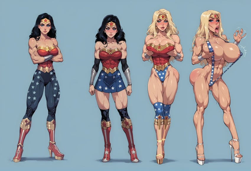 1girls ai_generated american_flag_bikini big_breasts bikini bimbo bimbo_body bimbo_lips bimbofication black_hair_female blonde_hair blue_eyes breasts breasts_expansion bubble_ass corrupted corruption dc dc_comics diana_of_themyscira diana_prince earrings fdpdablizzard998 fellatio_gesture female high_heel_boots high_heels hypnosis justice_league makeup mind_break personality_change pink_lips platform_heels platinum_blonde_hair pussy_juice pussy_juice_drip sexy_pose slutty_outfit slutty_pose superhero superheroine tanned tanned_skin thick_thighs thong tiara transformation transformation_sequence wonder_woman wonder_woman_(series)