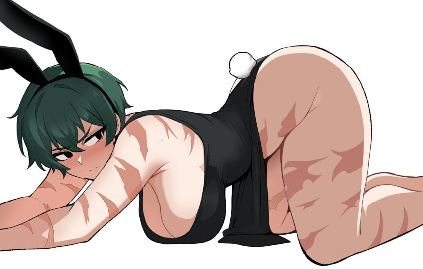 1girls big_breasts blush breasts bunny_ears bunnysuit female female_focus female_only hi_res highres huge_breasts jujutsu_kaisen large_breasts light-skinned_female light_skin maidcousin no_panties short_hair solo solo_female solo_focus thick_thighs thighs zenin_maki