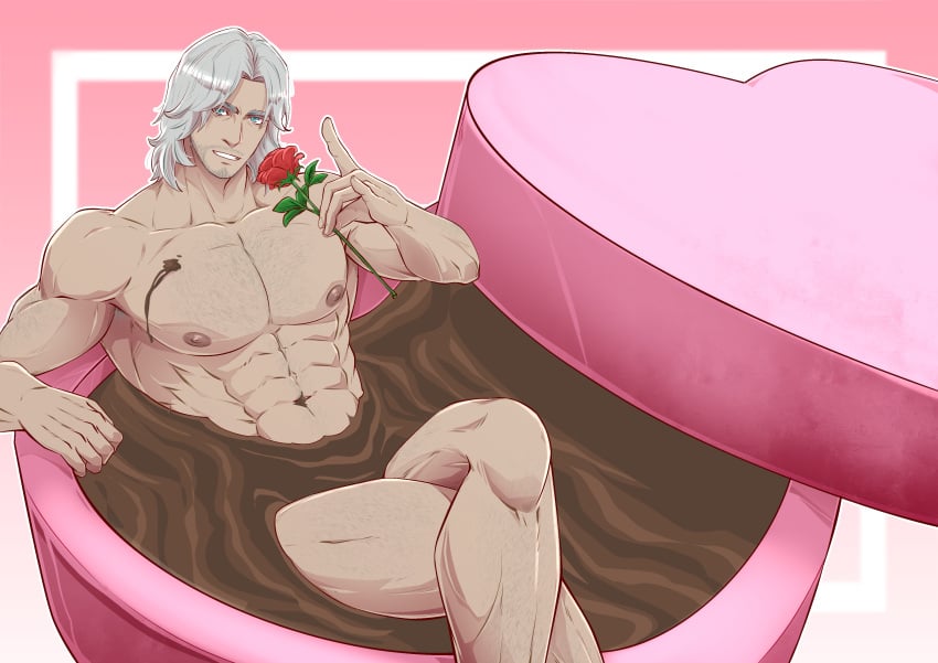 abs bara beard biceps dante dante_(devil_may_cry) devil_may_cry holidays male male_nipples male_only manly muscular_male nipples pecs valentine's_day wyatt_wu1020