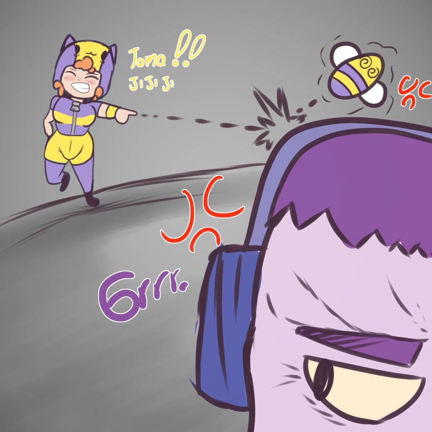 (sfc) angry angry_face bea_(brawl_stars) bea_and_frank_(comic) brawl_stars comic dialogue female frank_(brawl_stars) no_porn purple_skin sfcompany1e_(artist)