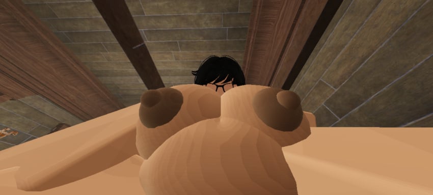 1boy 1girls 3d black_hair breasts chubby_female cowgirl_position ivory_678 nipples pov roblox robloxian self_upload tagme tan_skin