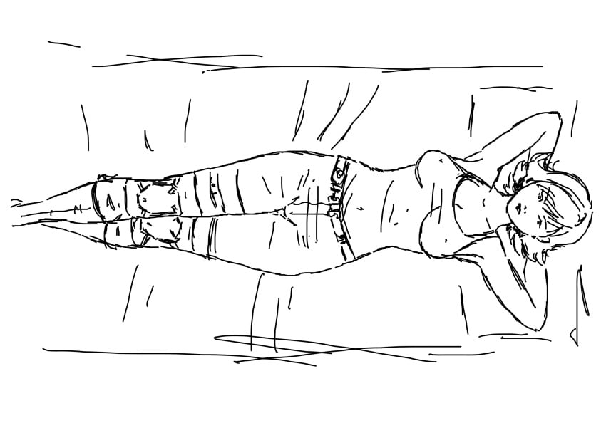 breasts laying_down meryl_silverburgh metal_gear metal_gear_solid nipples pencil_(artwork) rough_sketch sketch t-shirt