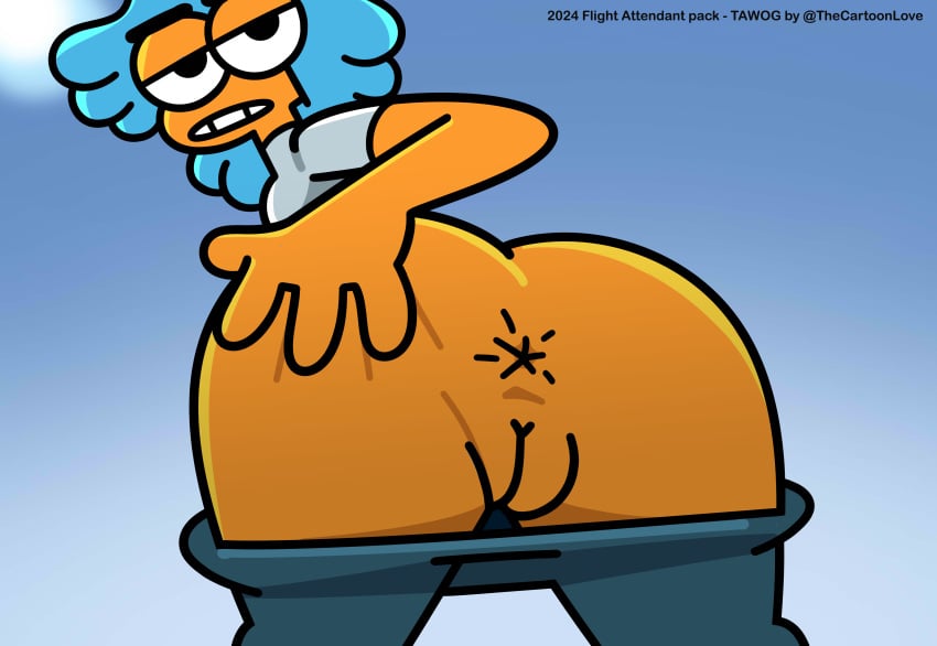 accurate_art_style anus anus_focus ass ass_focus big_ass big_butt butt_hole camera camera_view cartoon_network clothed down_angle exposed_anus exposed_ass exposed_pussy flight_attendant_(the_amazing_world_of_gumball) grabbing hand_on_butt leggings looking_at_viewer pants_down phone_camera pussy selfie serious_look showing_ass stretching the_amazing_world_of_gumball the_cartoon_love thick_ass thick_thighs