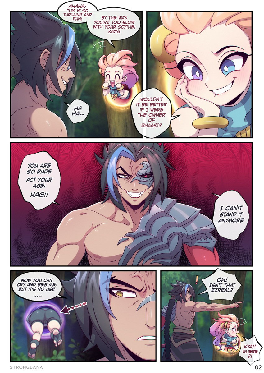 comic comic_page comic_panel kayn large_ass league_of_legends riot_games smug smug_face smug_smile strongbana zoe_(league_of_legends)