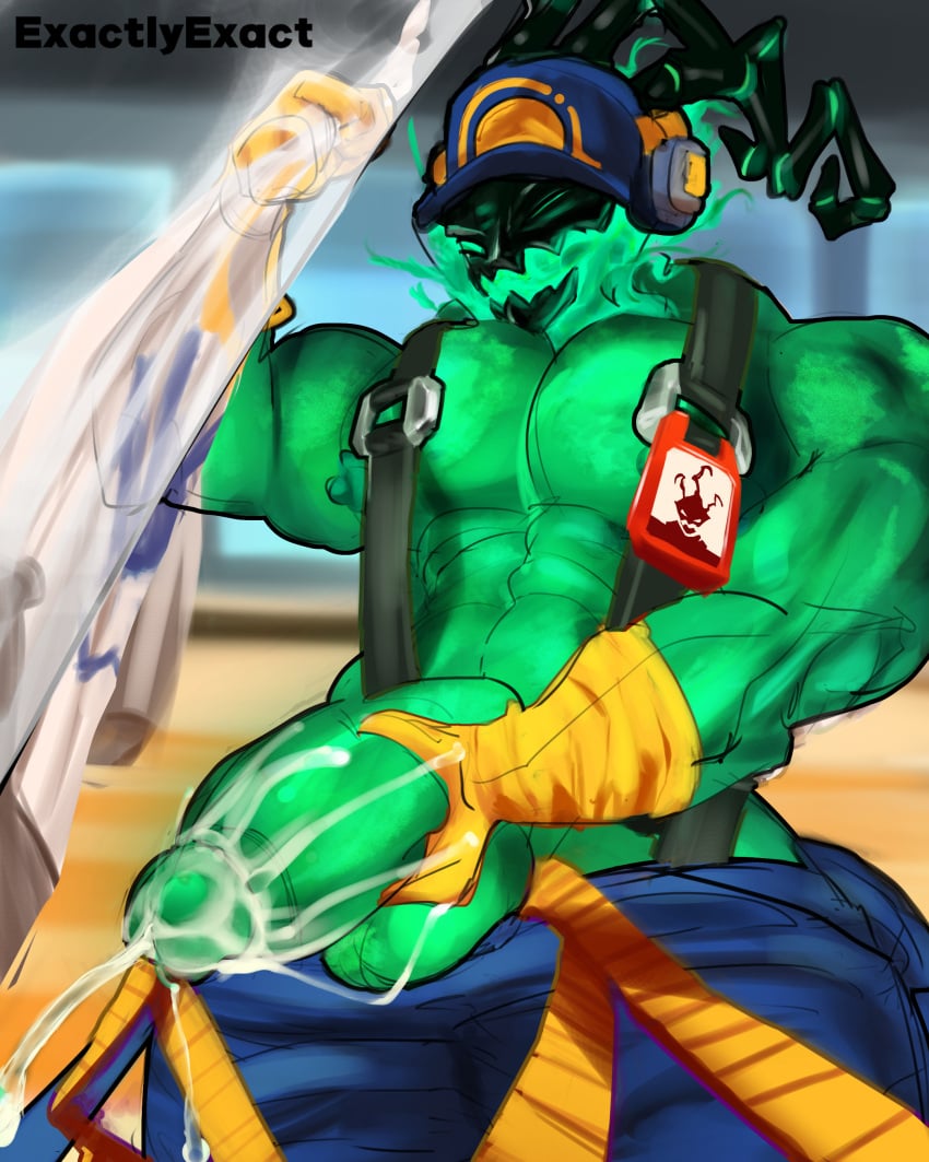 abs bara big_ass big_balls big_penis cum erection exactlyexact gay gloves huge_cock janitor_thresh league_of_legends male male_only masturbating masturbation muscular muscular_anthro muscular_male muscular_thighs solo the_grind_series thresh