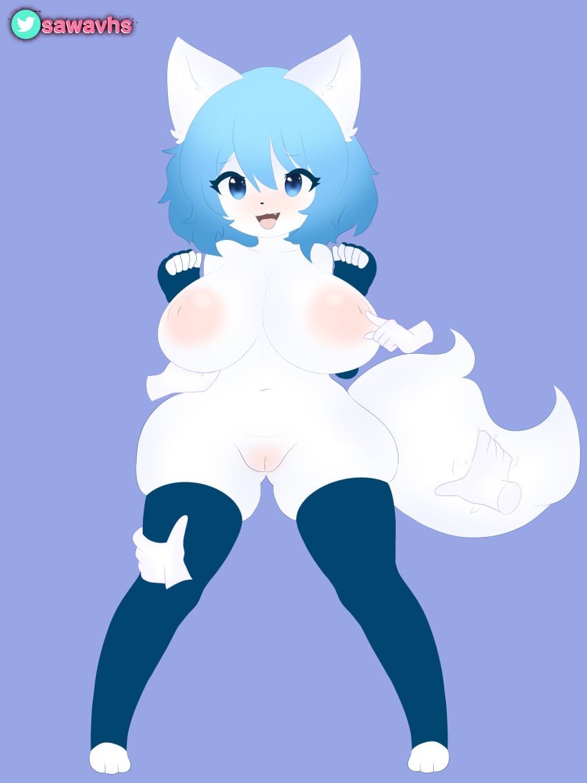 1girls blue_eyes blue_hair dismembered_hands female female_focus female_only floating_hands groping hands huge_breasts nude nude_female sawavhs simple_background thigh_highs thighhighs virtual_youtuber wolf wolf_ears wolf_girl wolf_humanoid wolf_tail wolfychu youtube youtuber