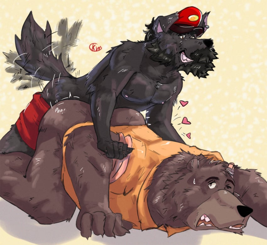 anal anthro anthro_on_anthro anthro_penetrated anthro_penetrating anthro_penetrating_anthro baloo bear beard bearded bodily_fluids bottomwear bottomwear_down canid canine canis claws clothed clothing domestic_dog duo ear_piercing ear_ring facial_hair finger_claws fur grey_body grey_fur hat headgear headwear heart_symbol kerim_will male male/male male_penetrated male_penetrating male_penetrating_male mammal nipples on_ground one_eye_closed onomatopoeia pants pants_down pantsless partially_clothed penetration piercing red_bottomwear red_clothing red_shorts ring_piercing sex shirt shirtless shorts simple_background smile sound_effects sweat sweatdrop tail tail_motion tailwag teeth text the_jungle_book topwear yellow_clothing yellow_shirt yellow_topwear