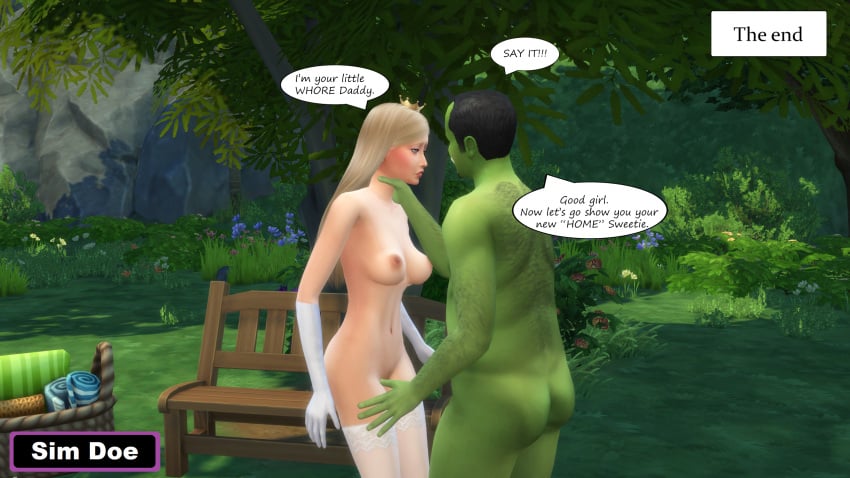 3d black_hair blonde_hair body_hair caption choking comic comic_page english english_text forced forest forest_background green_skin hairy hairy_male hand_around_neck high_heels long_hair male maledom medieval naked naked_female naked_male naked_with_shoes_on nude nude_female nude_male olfin_the_perved(sim_doe) orc orc_male original_characters petite petite_body petite_female princess princess_lela(sim_doe) rape raped_by_enemy sim_doe sims sims4 sims_4 speech_bubble speech_bubbles stockings stockings_thigh_highs submissive submissive_female submissive_human the_sims the_sims_4