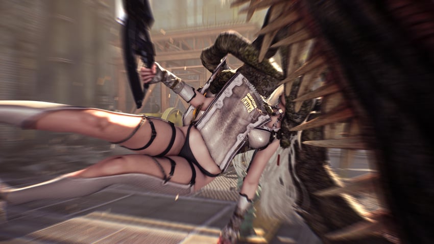 eve_(stellar_blade) head_grab ryona stalker stellar_blade upskirt