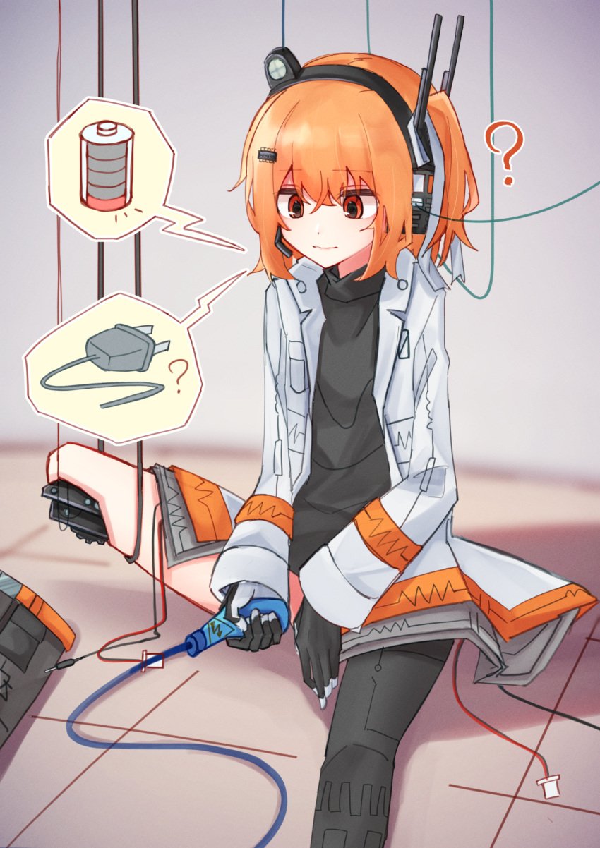 1girls ? a.i._voice adachi_rei android android_girl black_gloves black_sweater black_thighhighs cable closed_mouth covered_pussy detached_leg female gloves hairclip headlamp headset holding_vibrator jacket one_side_up open_jacket orange_eyes orange_hair radio_antenna robot robot_girl sex_toy solo solo_female sweater thighhighs utau vibrator white_jacket wire