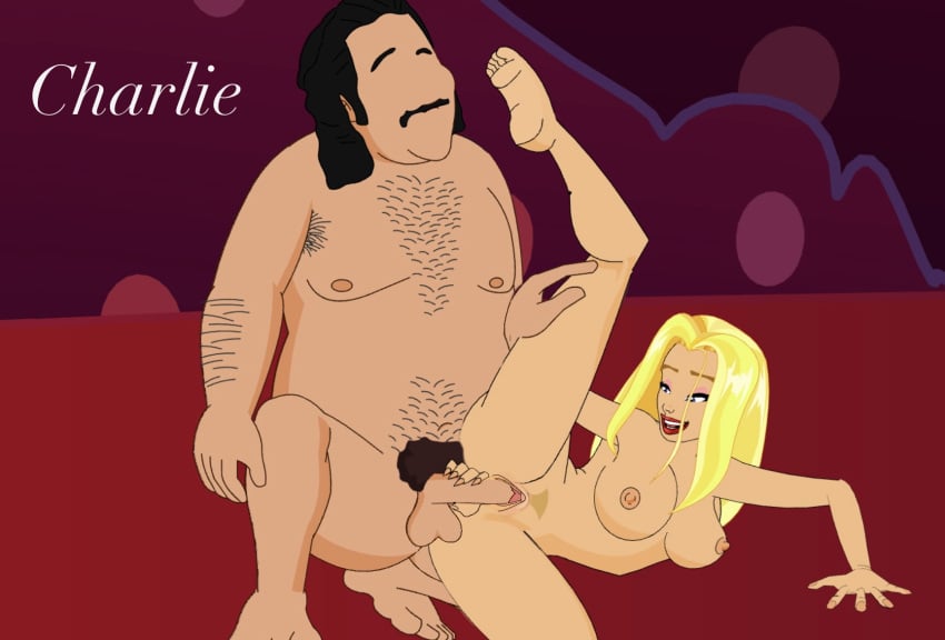 big_breasts blonde_female blonde_hair breasts cartoon cartoony charlie cottonchad edit edited feet feet_up flash_game holi-o light-skinned_female pussy ron_jeremy sex soles vagina vaginal_penetration