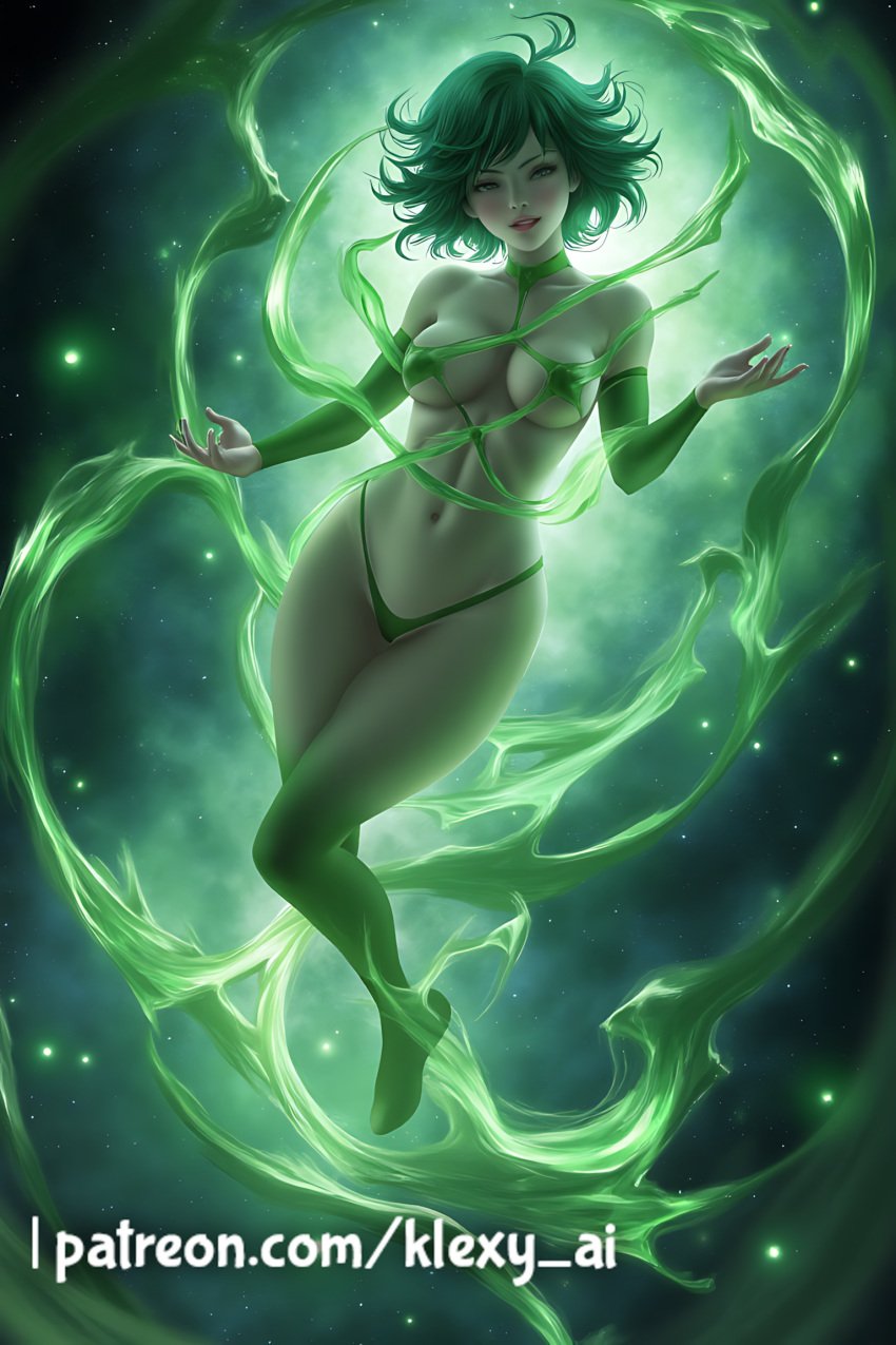 1girls ai_generated areola ass big_ass big_breasts big_thighs breasts completely_nude_female feet female female_focus female_only green_eyes green_hair klexyai lifting looking_at_viewer naked naked_female nipples one-punch_man patreon patreon_logo patreon_username power_up pussy short_hair standing tagme tatsumaki thick_hips thick_thighs thighs