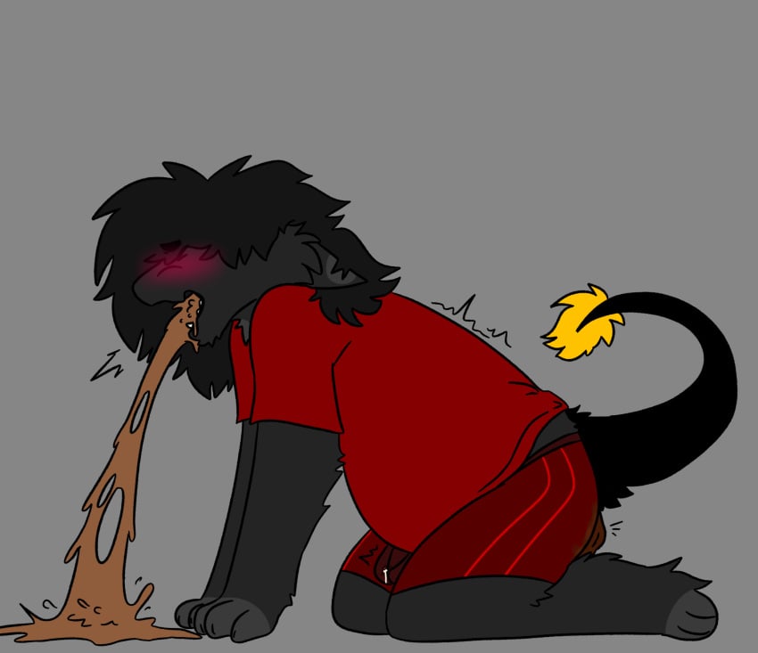 black_fur coprophilia cum_through_clothes emetophilia fluffy fur furry gray_fur long_hair mess messing oc precum puke puking scat shit shitkinker1 shitting shitting_self vomit vomiting