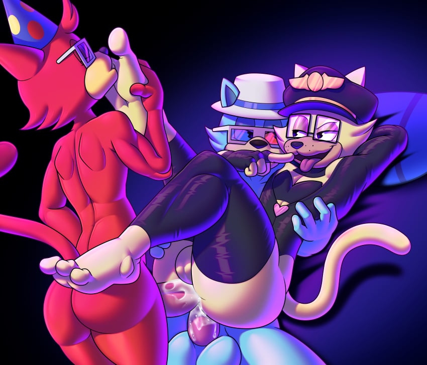 absurd_res anthro double_penetration duke_megatoon felid feline gobanire group hi_res mac_chrunchenberry male male/male mammal penetration tagme toontown toontown_corporate_clash toontown_online toontown_rewritten trio wacky_laffenbutter_(toontown)