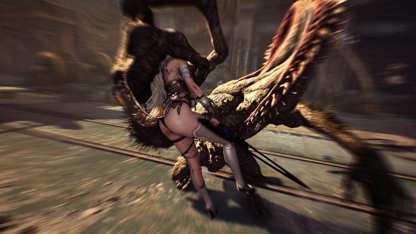 3d ass_focus eve_(stellar_blade) headgrab ryona stalker stellar_blade