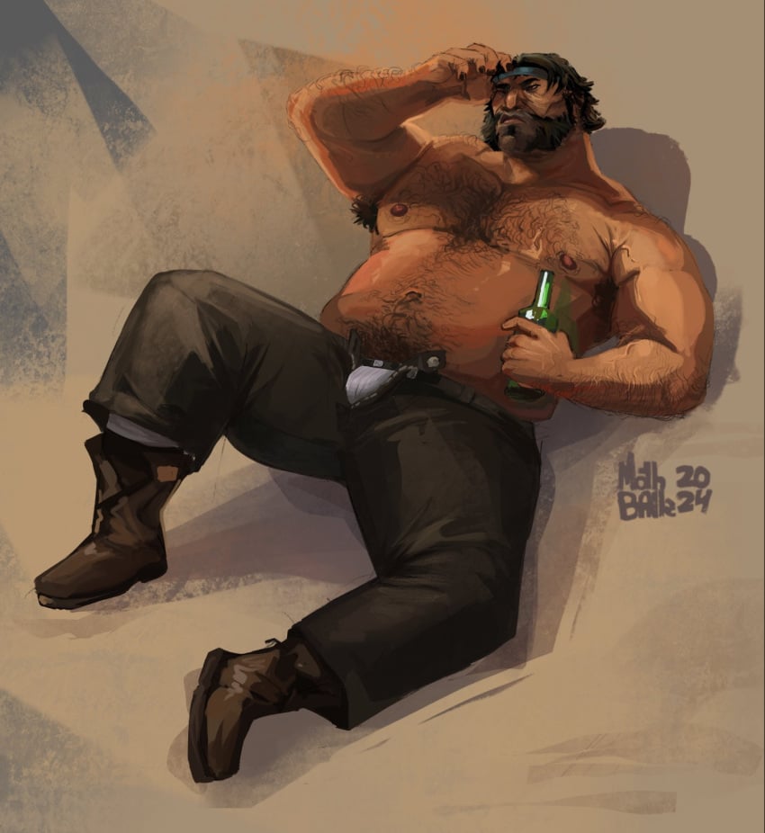 alcohol alcohol_bottle alcoholic_beverage alcoholic_drink arcane arcane:_league_of_legends arm_up armpit armpit_hair armpits artist_request beard beard_stubble belly beverage beverage_bottle black_pants boots bottle bottle_in_hand brown_boots brown_hair bulge bulge_through_clothing chest_hair clothed clothed_male clothes clothing dad_bod dark_hair facial_hair hairy_armpits hairy_belly hairy_chest hand_on_head holding_bottle holding_object loris_(arcane) lying lying_on_back male male_focus male_nipples male_only male_underwear mature mature_male muscle musclegut muscles muscular muscular_arms muscular_male nipples pants pecs pectorals riot_games simple_background solo solo_anthro solo_male topless topless_male unbuttoned_pants underwear underwear_bulge unpleasure_face vein veins veiny veiny_muscles whiskers