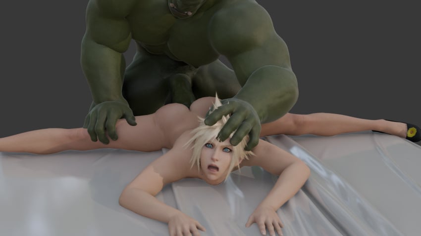 3d anal anal_only cloud_strife final_fantasy final_fantasy_vii gay huge_cock human human_male interspecies light-skinned_male light_skin monster ogre orc penis rape rough_sex source_request square_enix twink