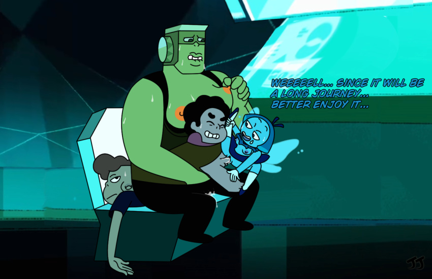 alien aquamarine_(steven_universe) blue_skin cartoon_network clothed clothing cum erection female forced gem_(species) gem_fusion jonnyjonnino lars_barriga male partially_clothed penetration penis pussy rape sex steven_quartz_universe steven_universe stuck_together_(steven_universe) text topaz_(steven_universe) vaginal_penetration