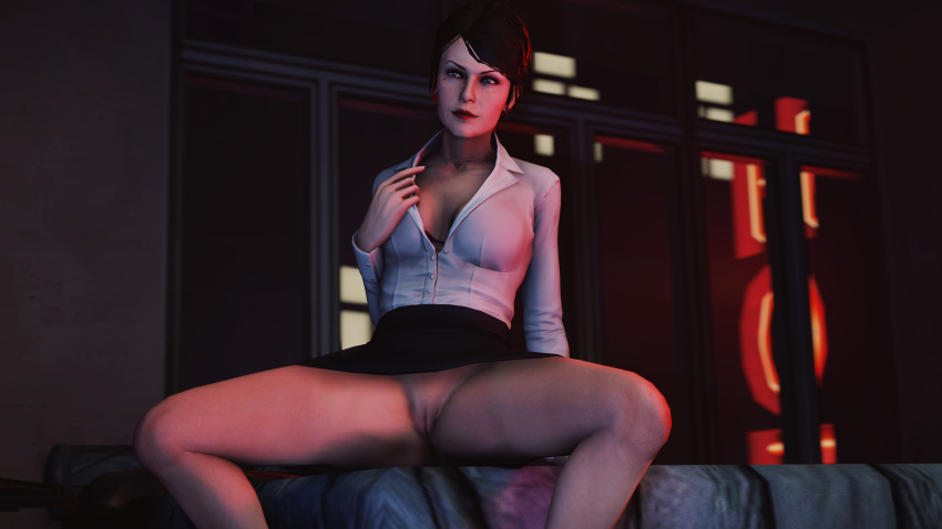 1girls 2015 3d absurdres big_breasts black_skirt breasts clothed clothes ear_piercing earrings eyebrows female female_focus female_only femsub hair hair_bun hands hitman hitman_absolution huge_breasts human layla_stockton lips lipstick long_skirt makeup no_panties no_panties_under_skirt nose posing pussy qeteshsfm red_lipstick shiny shiny_skin skirt solo source_filmmaker spread_legs upskirt vagina