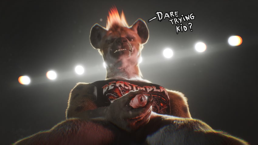 alternative_fashion animal_genitalia anthro female genitals hi_res hyena kertit looking_at_viewer mammal metalhead nyzara pseudo-penis punk solo spotted_hyena talking_to_viewer