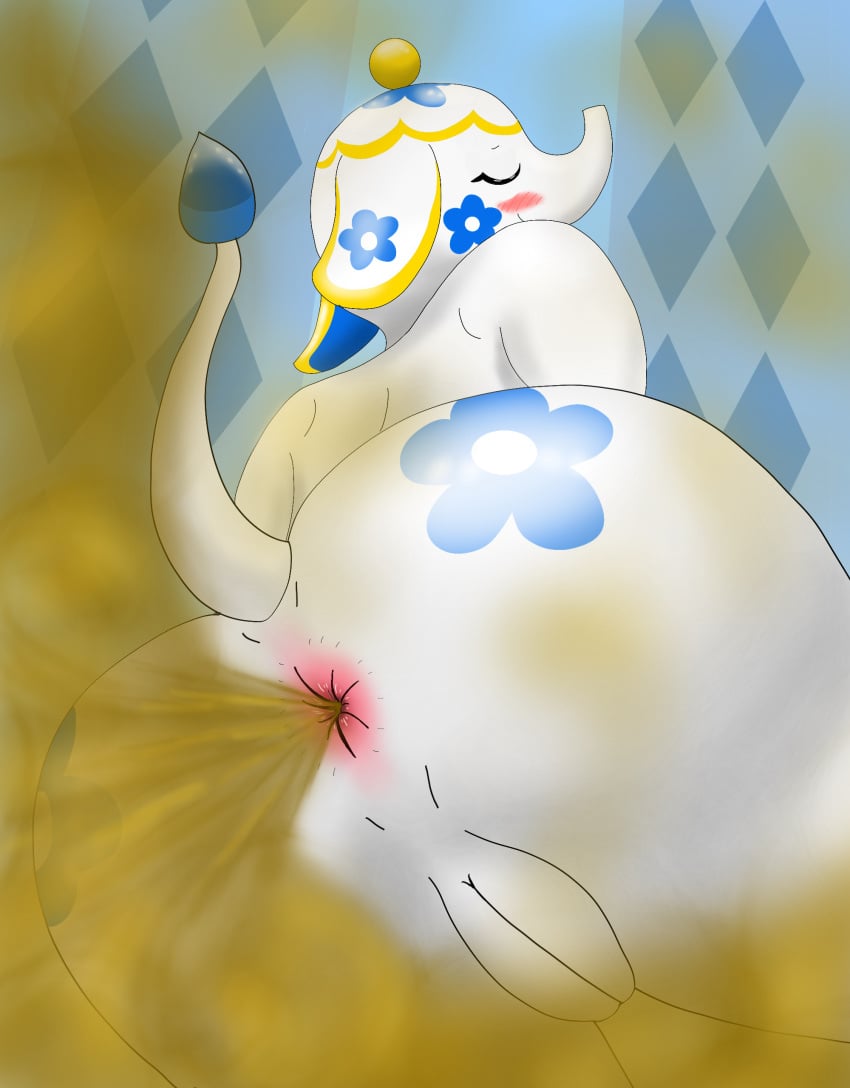 2023 absurd_res animal_crossing anthro anus ass big_butt biped blush butt_focus closed_eyes curvy_figure drain_scat elephant elephantid eyelashes fart fart_cloud fart_fetish farting_at_viewer female genitals hi_res inside low-angle_view mammal nintendo nude presenting proboscidean proboscis_(anatomy) pussy rear_view smile solo tail tail_tuft teapot thick_thighs tia_(animal_crossing) trunk_(anatomy) tuft white_body wide_hips worm's-eye_view