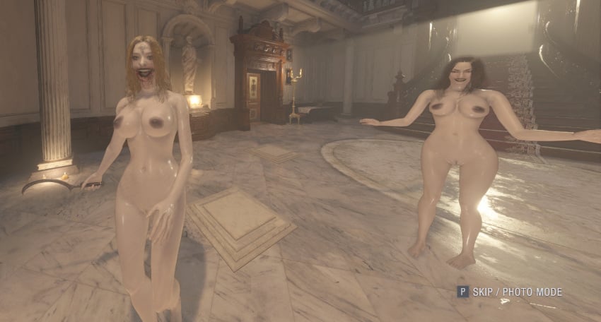 bela_(resident_evil) big_breasts black_nipples daniela_(resident_evil) mod nude pussy resident_evil_8:_village