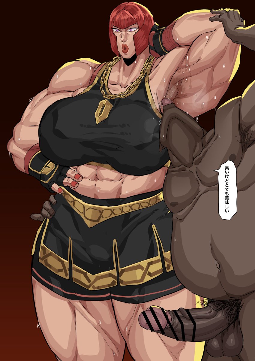 2d abs armpit_fetish armpit_stubble armpits biceps big_breasts breasts busty capcom censored cyberboi female female_focus hourglass_figure italian italian_female makeup marisa_rossetti muscles muscular muscular_female red_hair short_hair street_fighter street_fighter_6 tagme wide_hips