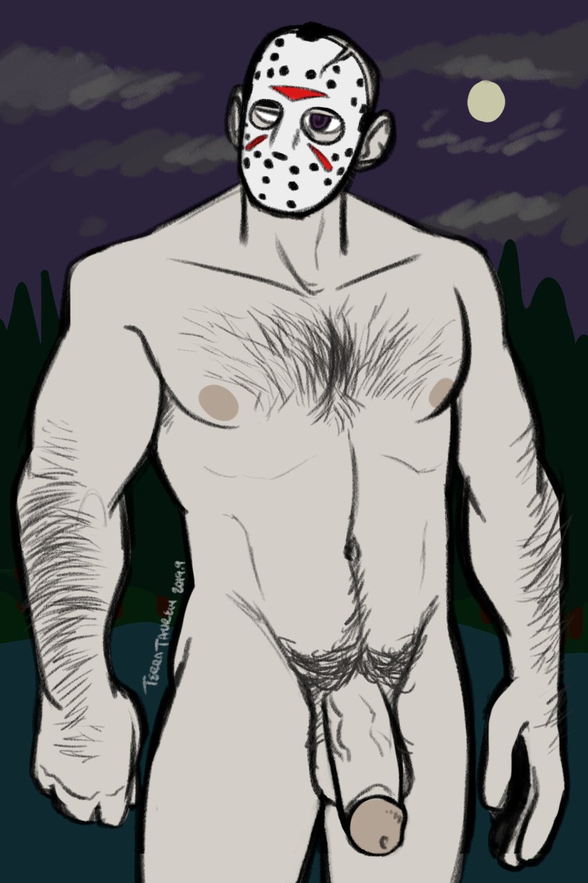 balls bara body_hair flaccid friday_the_13th hockey_mask jason_voorhees male male_only mask muscles muscular nude penis solo solo_male terratauren