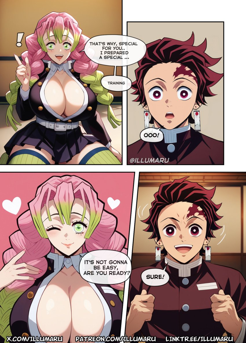 1boy 1boy1girl 1girls 2024 ai_generated comic curvaceous curvy curvy_body curvy_female curvy_figure demon_slayer detailed doujinshi english_text female female_focus hi_res illumaru kamado_tanjirou kanroji_mitsuri kimetsu_no_yaiba large_ass large_breasts manga panties sound_effects stable_diffusion stockings tanjiro_kamado text thick_thighs thighhighs voluptuous voluptuous_female webcomic wide_hips