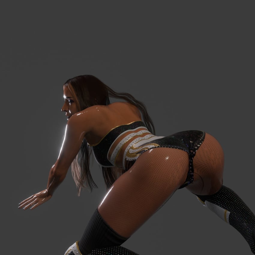 1girls bent_over blender blender_(software) blender_eevee clothed clothed_female dakota_kai doggy_style doggy_style_position doggystyle_position dropsy48 female female_focus female_only solo wrestler wrestling_outfit wwe