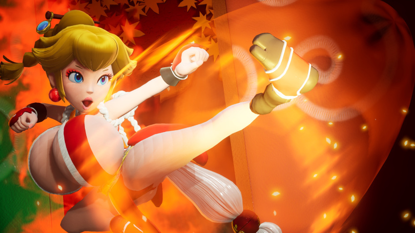 1girls 3d big_breasts breast_bigger_than_head breasts breasts_bigger_than_head curvy dytser female female_only game_mod giant_breasts gigantic_breasts huge_breasts inner_sideboob kung-fu_peach large_breasts light-skinned_female light_skin mai_shiranui_(cosplay) mario_(series) massive_breasts mega_busty mod nintendo no_bra princess_peach princess_peach:_showtime! public public_exposure revealing_clothes sideboob solo teasing video_game