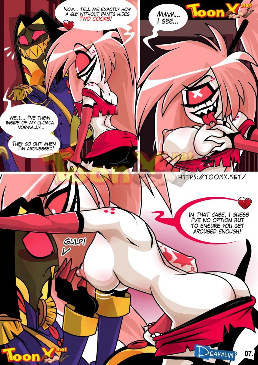 1boy 1boy1girl 1girl1boy 1girls anthro aroused aroused_male ass assertive_female boobs boobs_out breast_grab breast_squish breasts breasts_out cherri_bomb_(hazbin_hotel) comic cyclops cyclops_girl deavalin demon demon_girl demons dialogue english english_dialogue english_text erect_nipple erect_nipples fangs female/male furry getting_naked getting_undressed gulp hand_on_wall hazbin_hotel hazbin_hotel_sex_(comic) heart horny_female interspecies licking_own_breast long_sleeves looking_at_breasts male/female military military_uniform nervous nervous_smile nervous_sweat nipples page_7 ponytail reptile_humanoid sharp_teeth sir_pentious_(hazbin_hotel) snake snake_hood speech_bubble speech_bubbles text tits tits_out tongue tongue_out undressing vercomicsporno vivziepop