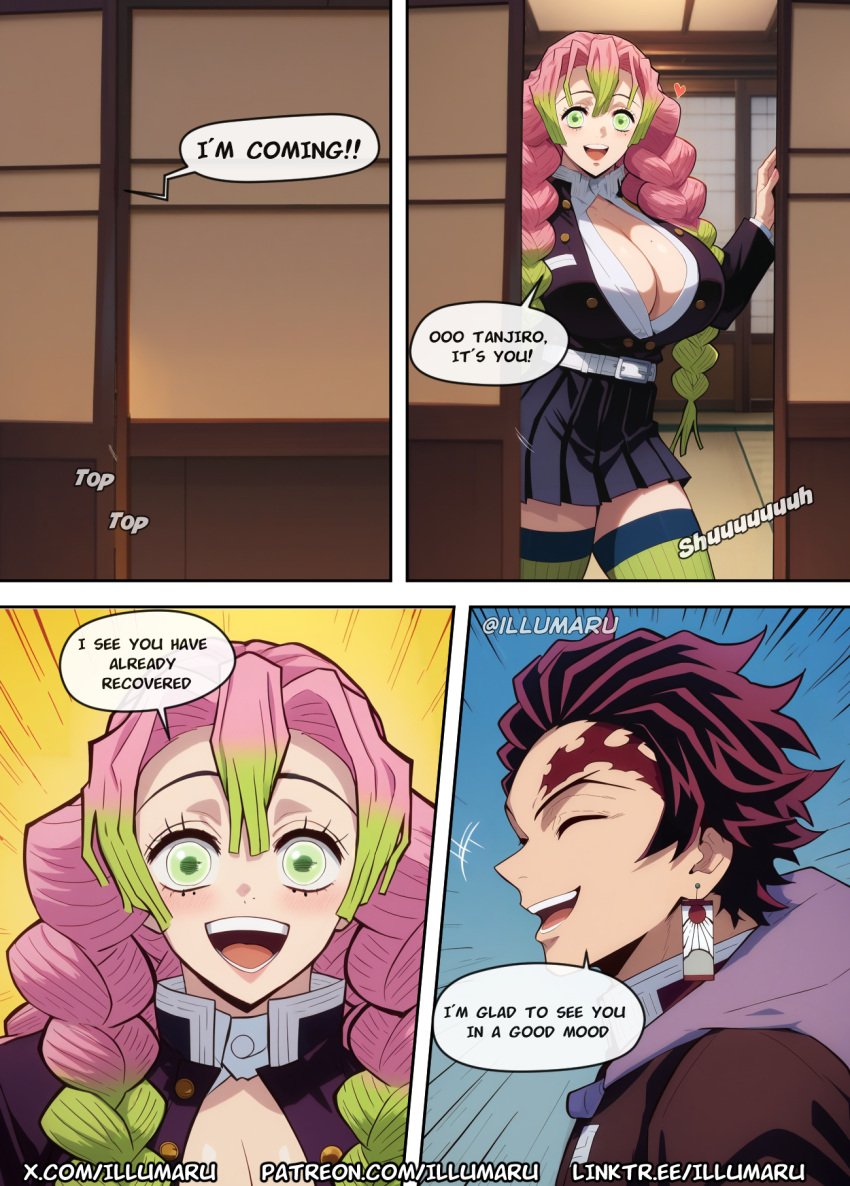 1boy 1boy1girl 1girls 2024 ai_generated comic curvaceous curvy curvy_body curvy_female curvy_figure demon_slayer detailed doujinshi english_text female female_focus hi_res illumaru kamado_tanjirou kanroji_mitsuri kimetsu_no_yaiba large_ass large_breasts manga panties sound_effects stable_diffusion stockings tanjiro_kamado text thick_thighs thighhighs voluptuous voluptuous_female webcomic wide_hips