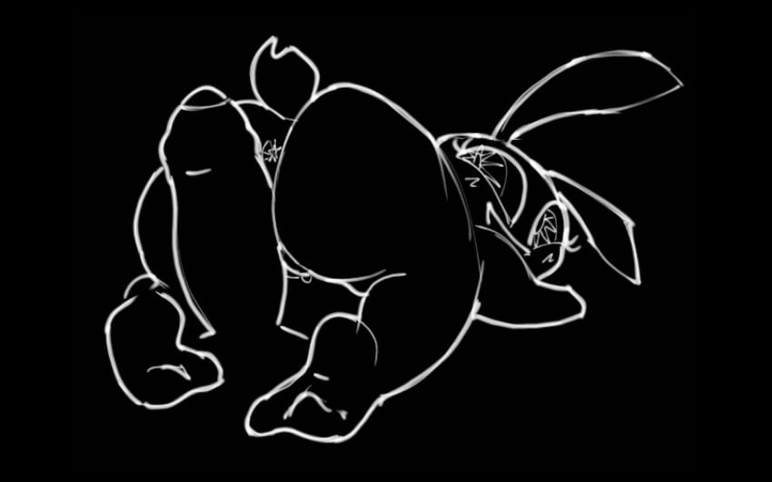 2024 anthro anus ass big_penis black_and_white black_background digital_drawing_(artwork) digital_media_(artwork) disembodied_penis duo enjoying female foreskin genitals hi_res humanoid_genitalia humanoid_penis kneeling lagomorph leporid male mammal monochrome no_color nude penis playstation pussy rabbit simple_background smile star_eyes tail twitter_link vib-ribbon vibri's_cousin vussybussy