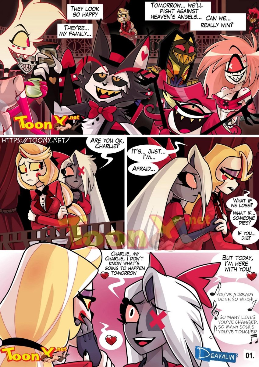 alastor_(hazbin_hotel) angel_dust_(hazbin_hotel) charlie_morningstar charlie_morningstar_(hazbin_hotel) cherri_bomb comic deavalin hazbin_hotel hazbin_hotel_sex_(comic) husk_(hazbin_hotel) niffty rosie_(hazbin_hotel) sir_pentious vaggie vaggie_(hazbin_hotel) vercomicsporno vivziepop yuri