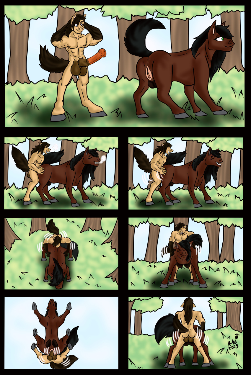 absurd_res anthro anthro_on_feral anthro_penetrating anthro_penetrating_feral breath crotchboob day duo equid equine erection female feral feral_penetrated forest from_behind_position genitals grass hi_res higurashi029 horse male male/female mammal panting penetration penile penile_penetration penis_in_pussy plant presenting pussy sex thrusting tree vaginal_penetration were wereequine werehorse zoophilia