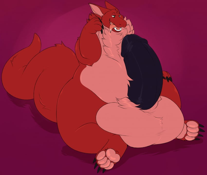 anthro balls belly big_balls big_belly big_penis dragon drooling fur furred_dragon huge_balls huge_cock hyper hyper_balls hyper_penis male male_only oreocakes overweight palace_(character) paws penis saliva slightly_chubby solo thick_thighs